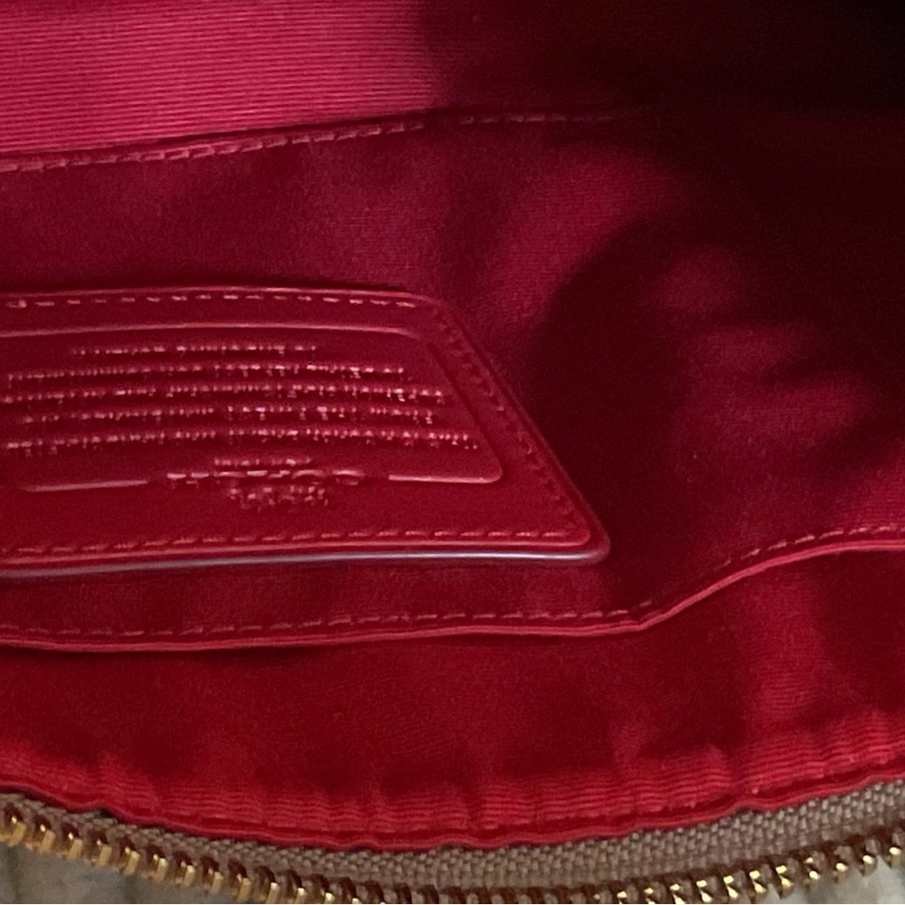 Authentic COACH Signature Crossbody Bag New tag Khaki/Red - Picture 8 of 14